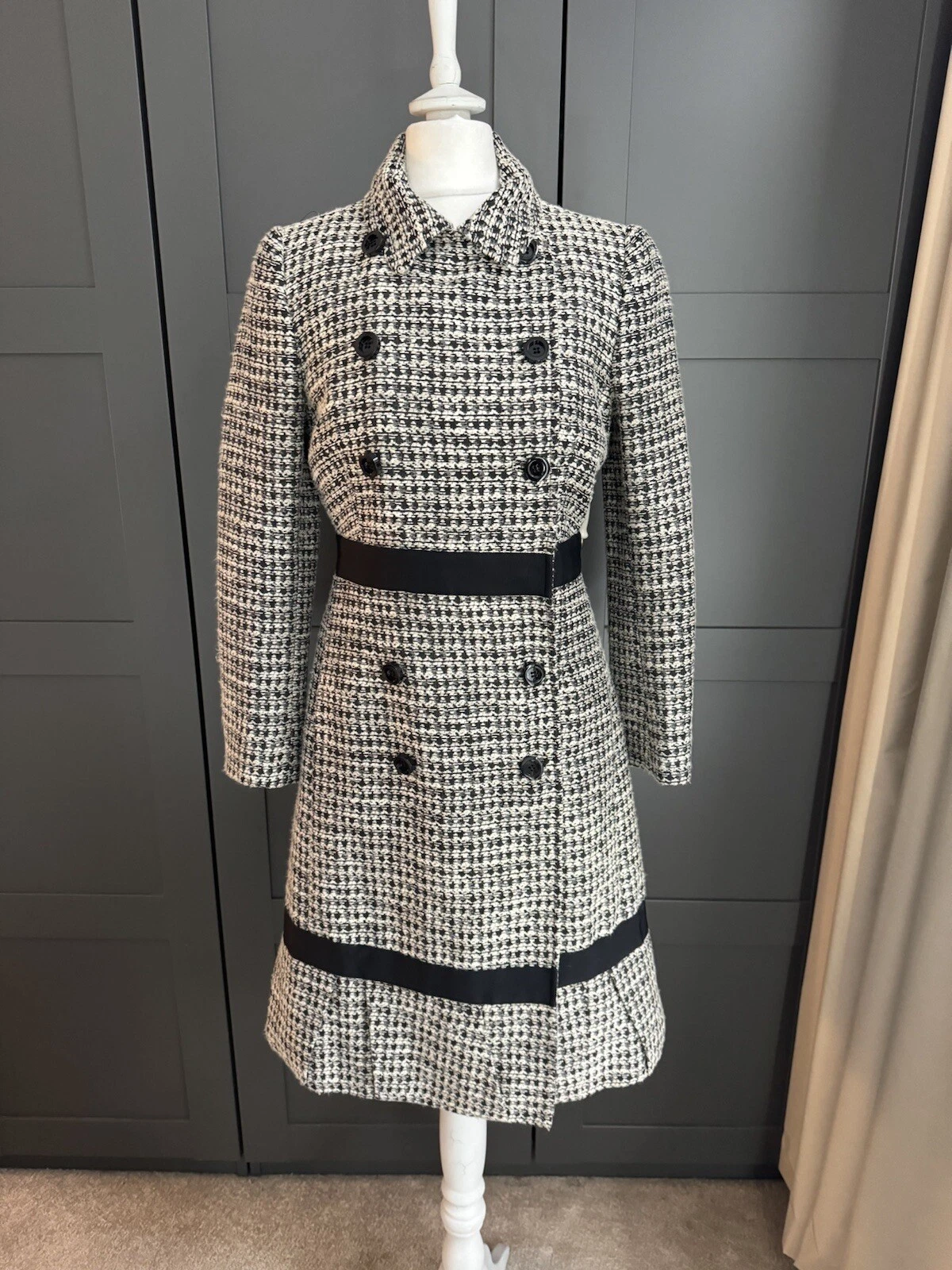 Trench rosso valentino nero bianco doppio petto 40 8 6