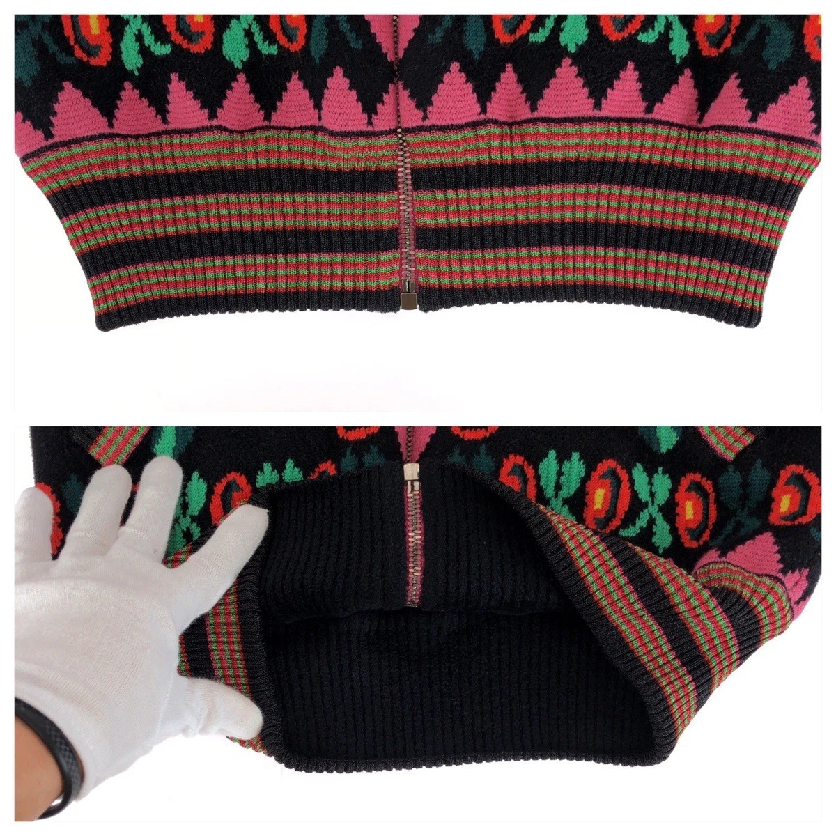 GUCCI Maglione Blusa Floreale 490210 X9F80 Rosso Multicolore Lana Rayon