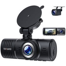 TOGUARD 3CH Dual Dash Cam Front Inside Rear 1080P Car Dash Camera Night Vision