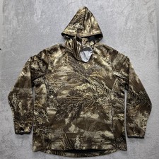 Realtree Hoodie Mens XL Brown Camo Neck Gaiter Fleece Lined Hunting Pullover