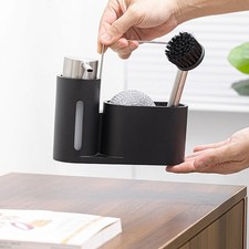 Dish Dispenser Set of 3Pcs Dishwashing Liquid Ball Brush Storage Rack