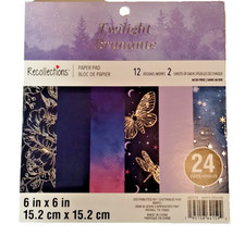Recollections 6" x 6" Paper Pad, 24 Sheets / 12 Designs, Twilight - NEW