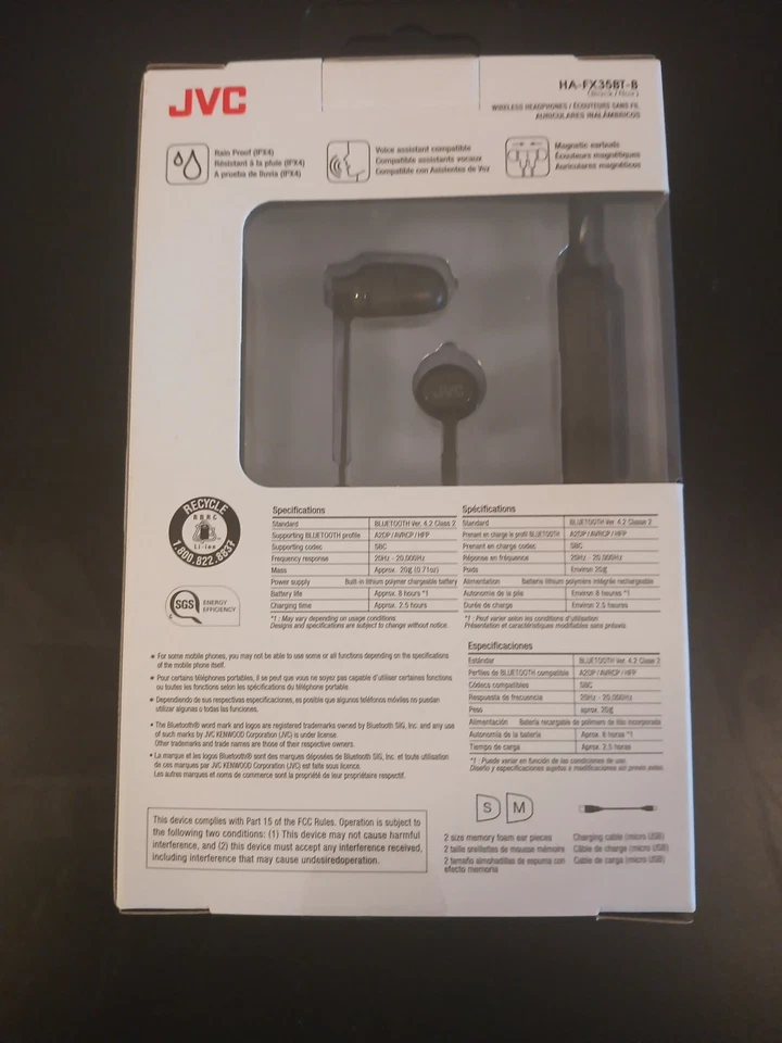 JVC Marshmallow Wireless Bluetooth HA-FX35BT-B - Image 2 of 4