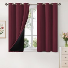 YoungsTex 100 Blackout Curtains Burgundy 48in Thermal Insulated Window Drapes