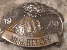 Vintage Mt. St. Helens Belt Buckle 1980 Silver Colored Numbered Made In USA