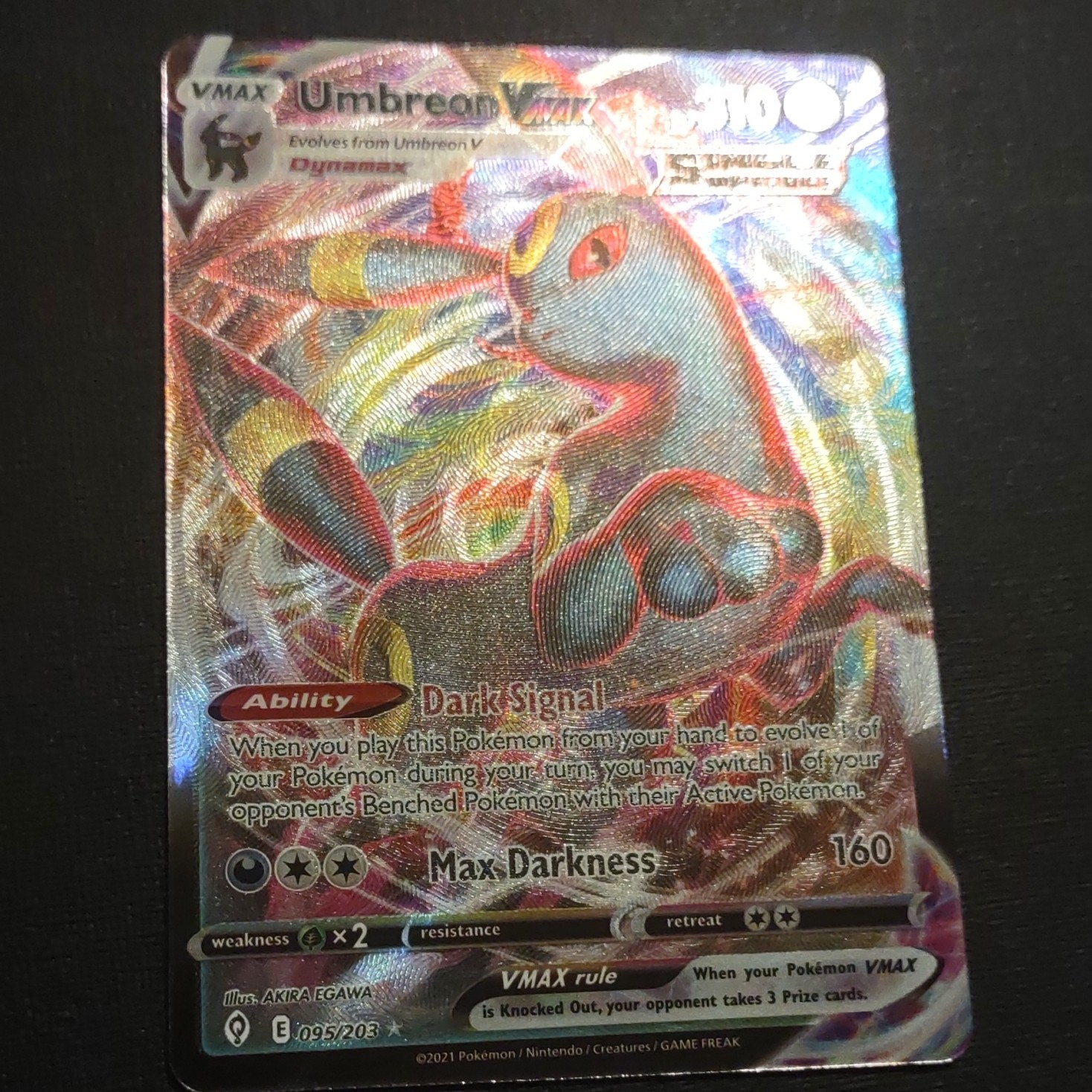 Umbreon VMAX Holo Full Art Ultra Rare SWSH07 Evolving Skies 095/203 2021