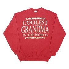 TULTEX Womens Red Coolest Grandma In The World Crew Neck L Sweatshirt Casual