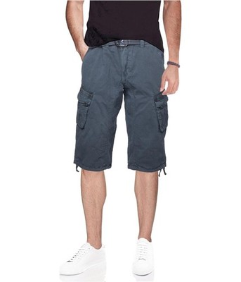XRAY Mens Belted 18'' Long Casual Cargo Shorts, steel, 32