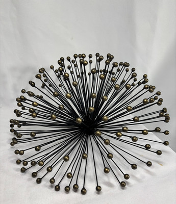 Mid-Century Modern sputnik-style brass and black Metal Wall Sculpture 12'' dia.