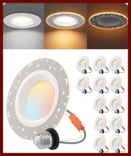 12 Pack 4 Inch Ultra Thin LED Recessed Ceiling Lights With Night Light, Dimmable