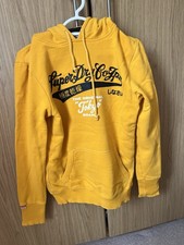 Superdry Women's Hoodie Size M Yellow With Black Writing