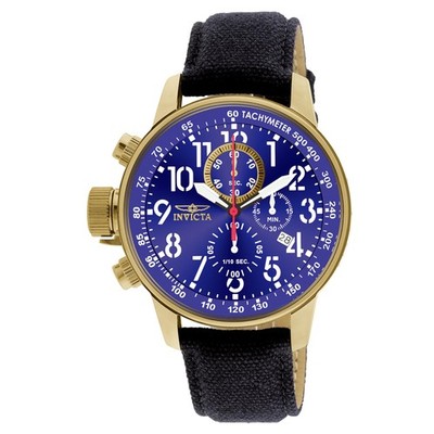 Invicta I-Force 1516 Man Quartz 46mm Gold Case Black Canvas Band WR 100m