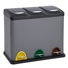 B-Ware SVITA TC3X8 Mülleimer 24 L 3x8 Treteimer Abfalleimer Mülltrennung Grau