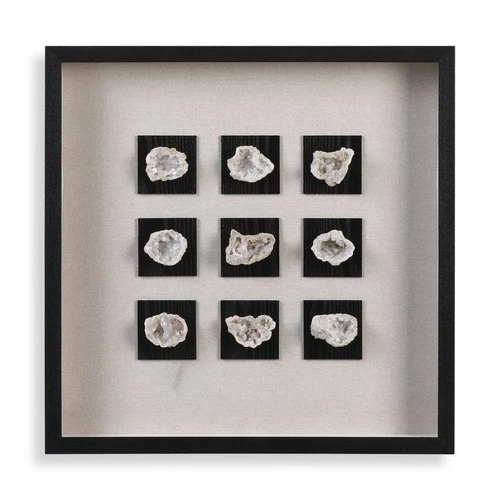 UTTERMOST 4080 AUTHENTIC GEODE LINEN BLACK FIR WOOD SHADOW BOX WALL ART - Picture 1 of 5