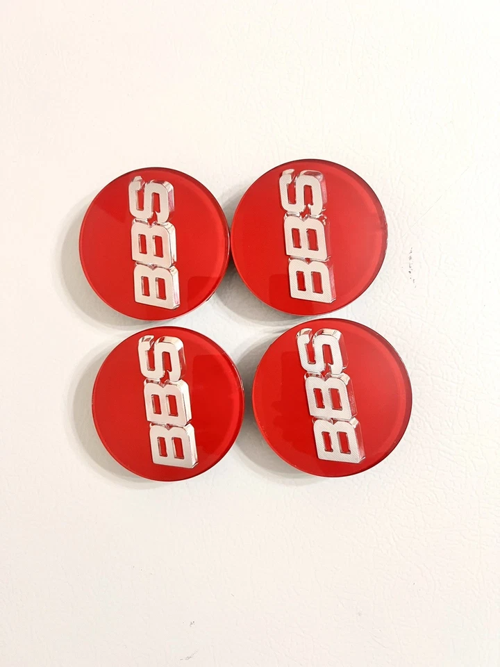 BBS Wheel Center Caps 70mm Genuine Emblem Red Gold 3D Logo P5624126 Set 4pcs - Image 2 of 4