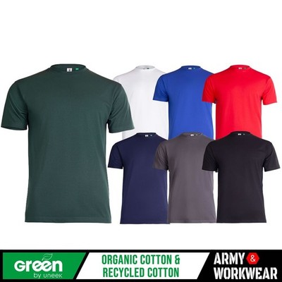 Uneek Eco T-Shirt Organisch & Recycled Baumwolle Freizeit Herren Damen Plain