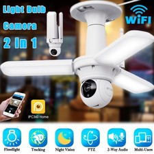 2-IN-1 Smart Lightbulb WI-Fi Security Camera E27 LED Garage Floodlight w/Monitor