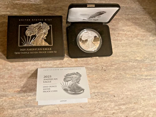 2025-S American Eagle One Ounce Silver Proof Coin with Box and COA