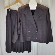 Tailored by Handmacher Vintage 80s Wool Skirt Suit Union Made, 14