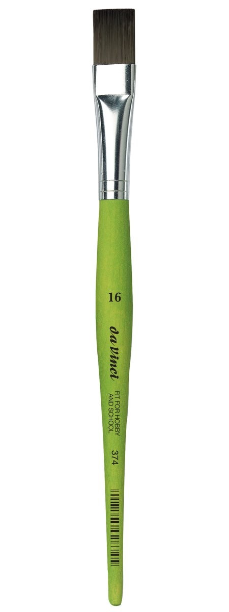 DA VINCI Spazzola Piatta Serie 374, 16, Fibra Sintetica, Verde, 19.5 x 1.36 x 30