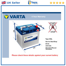 Battery fits SUBARU IMPREZA Varta 005L 540A 60Ah 4Yr Warranty Quality