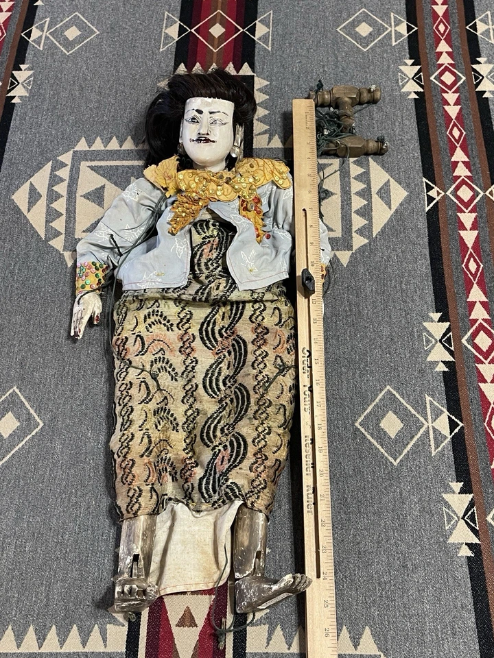 "Yugo marioneta de madera tallada a mano birmana Myanmar de colección el 26""" Foto 2 de 4