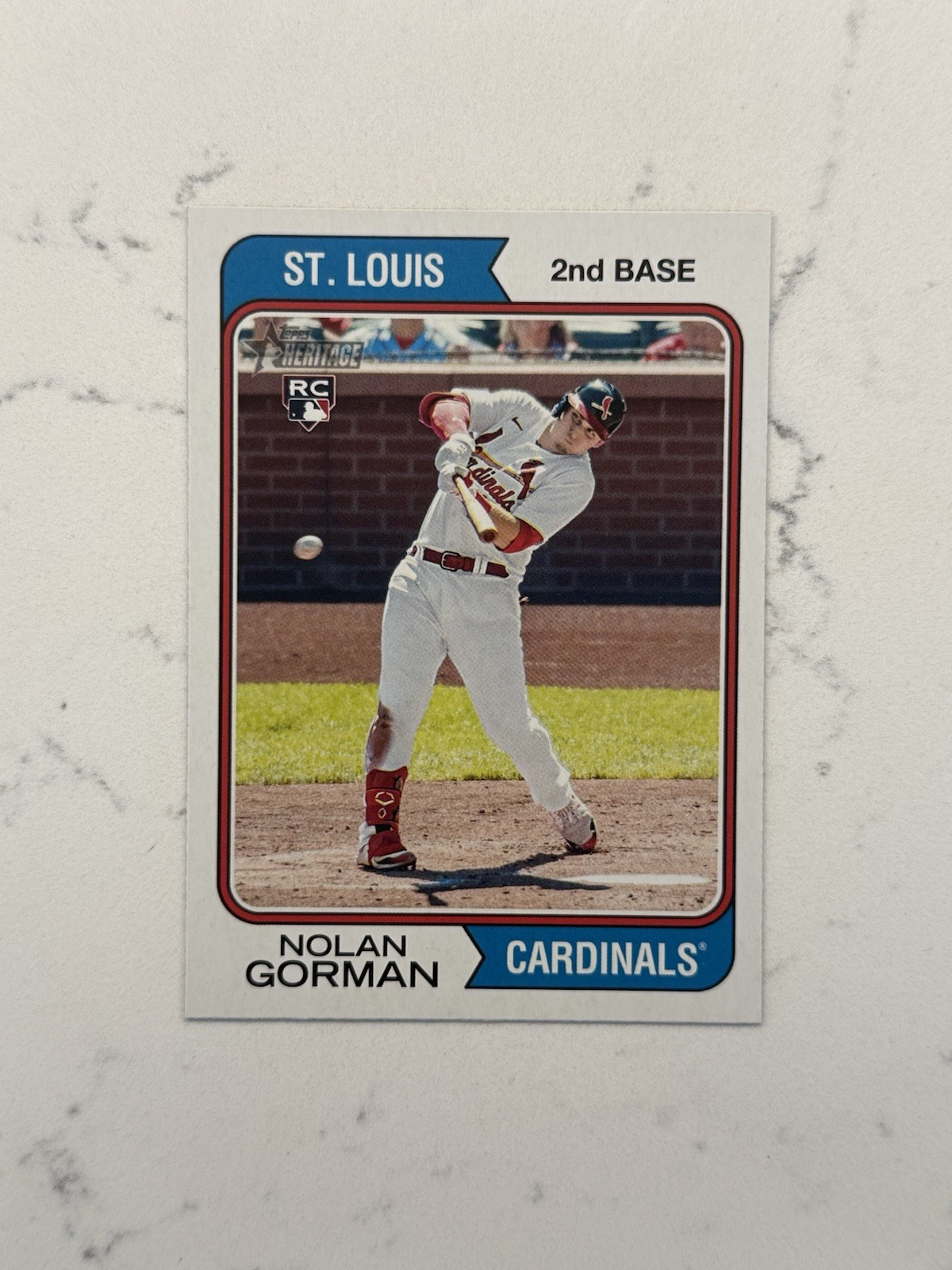 2023 Topps Heritage #19 Image Variation SP Nolan Gorman RC Cardinals Rookie Card
