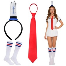 Denppiuo 3Pcs Halloween Sailor Costume Set Include Standard, White