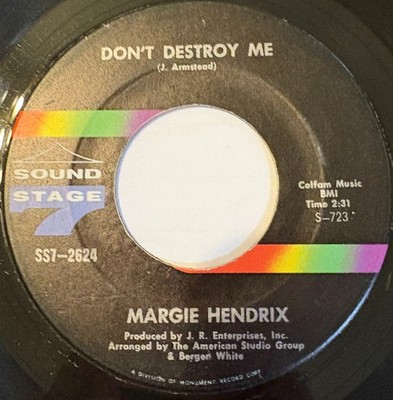 Margie Hendrix  Don't Destroy Me / Jim Dandy  1968 Sound Stage 7  SS7-2624  VG++