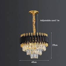 Modern Round Crystal Chandeliers Black & Gold LED Ceiling Lights Pendant Lamp UK