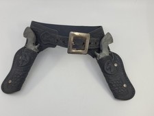 Vintage Hubley Kids Gun Belt Set Toy Pistol Fanner Cowboy Tex Set