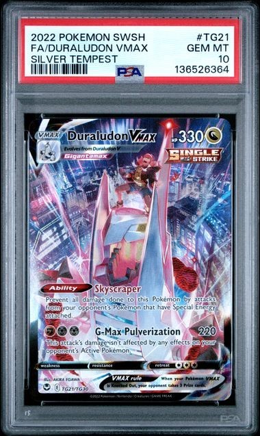 GRADED PSA 10 2022 Pokemon SWSH FA/Duraludon VMax Silver Tempest