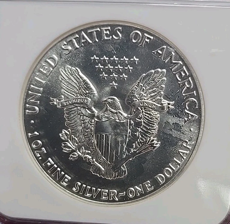 1987 $1 American Silver Eagle Error everse Struck Through NGC MS-69 - Image 2 of 4