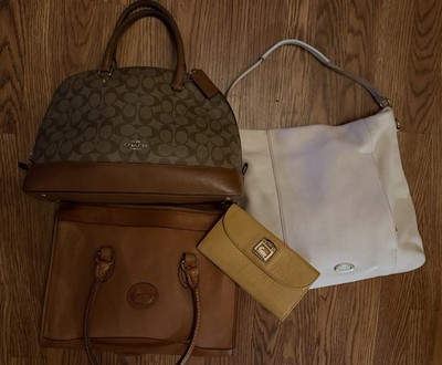 PROJECT Bag Lot 2 Coach 1 Dooney & Bourke Leather Handbag & Wallet Bundle As Is