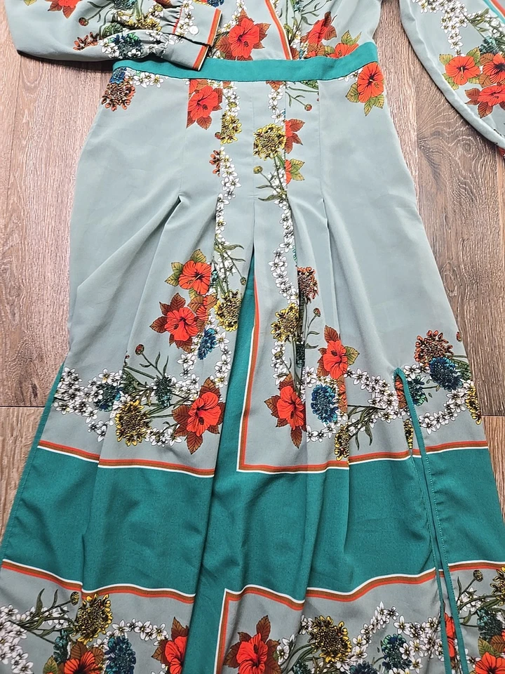 Sandro Paris Women's Maxi Dress Womens 38 US 6 Medium Green Floral - Image 3 of 4