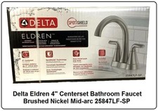 Delta Eldren 4" Centerset Bathroom Faucet Brushed Nickel Mid-arc 25847LF-SP NEW