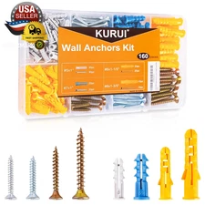 Wall Anchors Kit for Hanging Wall Art Decor, 160Pcs Drywall Anchors Assortment K