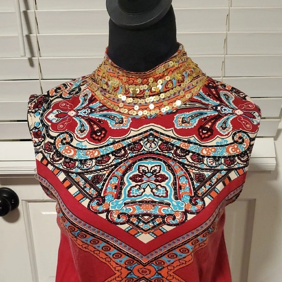 Vestido estampado Sweetees rojo y azul sin mangas Foto 3 de 4