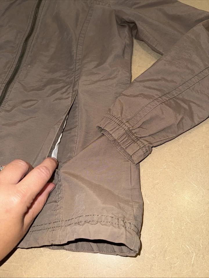 Chaqueta Columbia Mujer Talla Pequeña Abrigo Chaqueta con Capucha Otoño Primavera Marrón Peso Ligero Foto 2 de 4