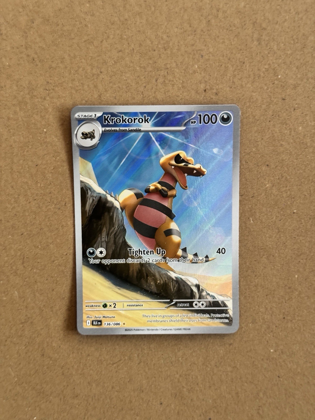 Krokorok - 136/086 - Black Bolt - Illustration Rare - NM - Pokemon