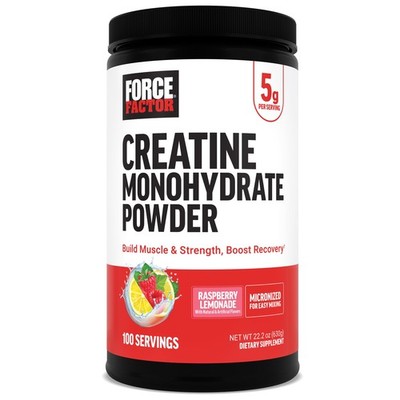 Creatine Monohydrate Powder 5g Micronized Raspberry Lemonade Force Factor Dose