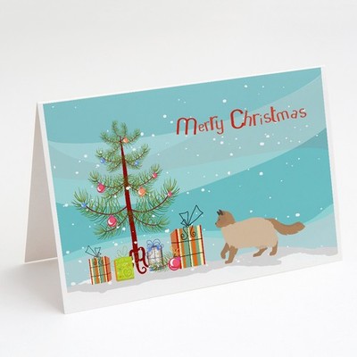Caroline's Treasures Ragdoll Cat Merry Christmas Greeting Cards Pack of 8