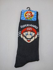 Men s Crew Socks Super Mario Bros Black Size 6.5-12 Video Game NWT 1 Pair