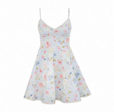 Zimmermann 2026 New Summer Resort Floral Linen V-Neck High Waist Cami Mini Dress