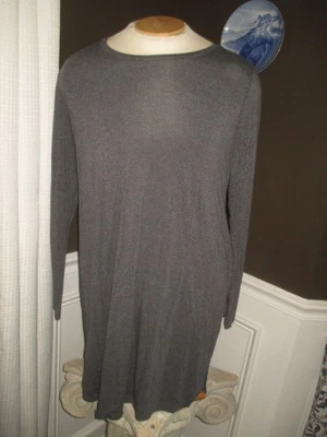 LOGO by LORI GOLDSTEIN womens SZ L dark gray 2 POCKET long sleeves t-shirt dress - Image 1 of 4