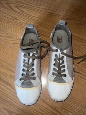 Sorel Sentry Low Top Shoes Mens Tan Grey Colorblock Leather Rubber  Cream