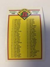 1989 Bowman Baseball Checklist 1-121