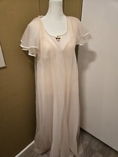 Vintage Val Mode Pink Peignoir Nightgown And Robe Size Small