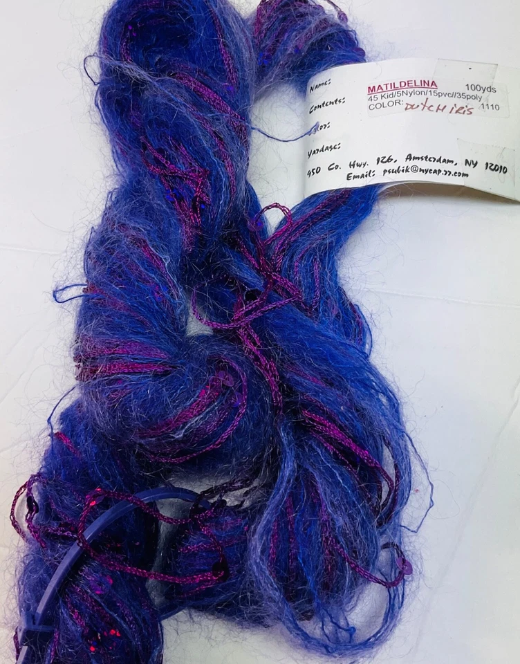 Great Adirondack Hand Painted Yarn Unit of 1 Matildelina MohairSequinsNew Purple - Image 3 of 4