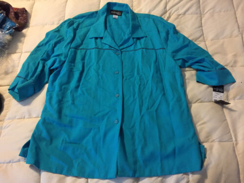 NEW WOMENS REQUIREMENTS WOMAN BUTTON UP FRONT LIGHT JACKET SHIRT TOP SIZE 20W! - Picture 1 of 6